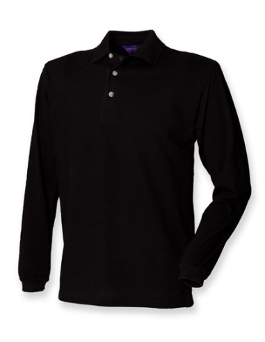 HEN-H105-Long Sleeved Cotton Piqué Polo Shirt